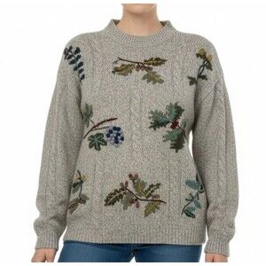 Vintage Eddie Bauer Wool Embroidered Sweater Women Small Hong Kong 90s Gorpcore